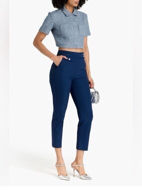 Veronica Beard Renzo Crest Button Cropped Slim Leg Pant 4